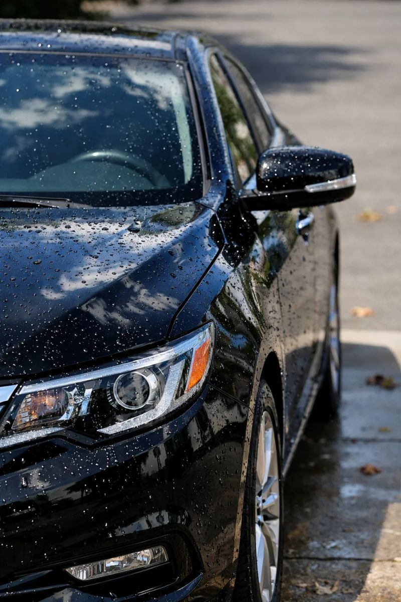 Mobile auto detailer hand washing a vehicle in Camano, WA